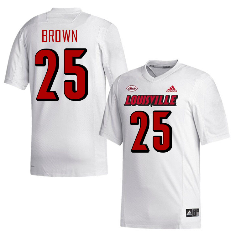 Men #25 Isaac Brown Louisville Cardinals College Football Jerseys Stitched-White